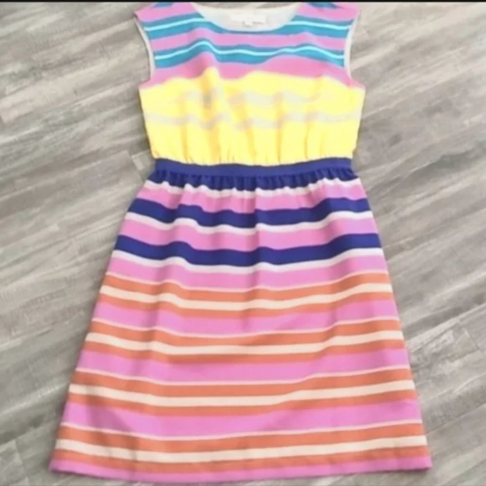 Loft 4 Dress Pink, Orange, Blue, Yellow Striped